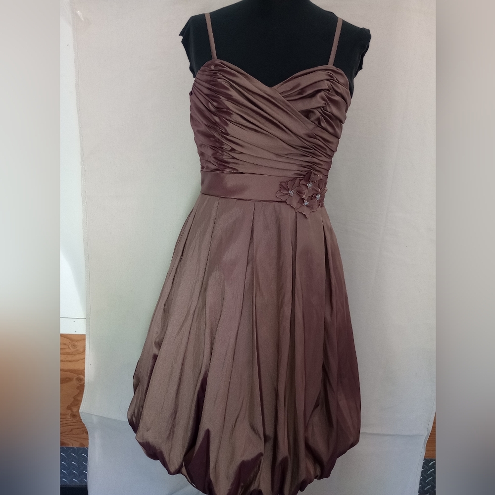 Elegant Brown Taffeta Cocktail Dress